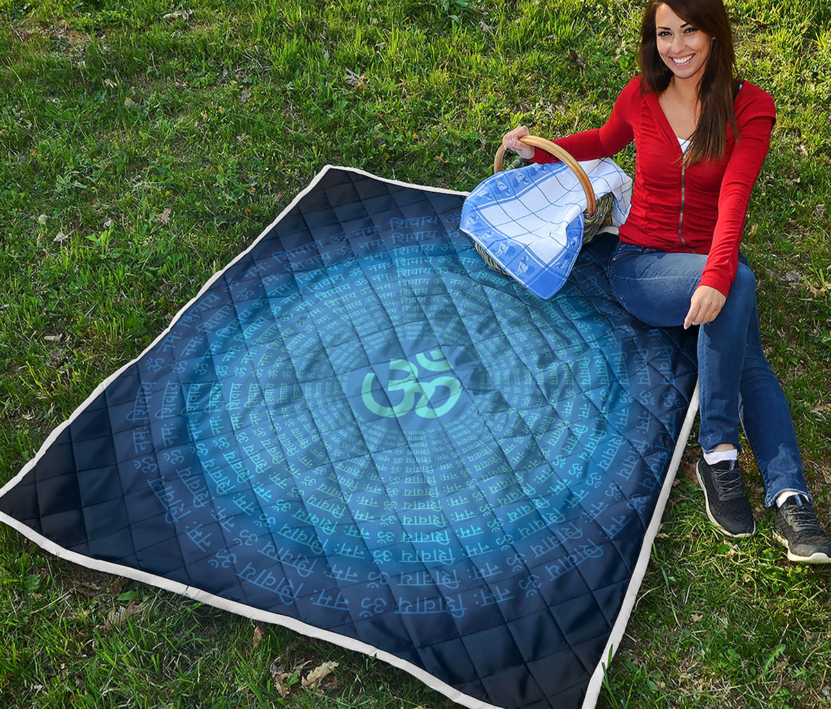 Spiritual Om Sign Print Quilt