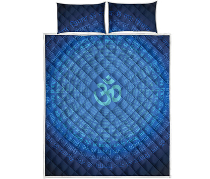 Spiritual Om Sign Print Quilt Bed Set