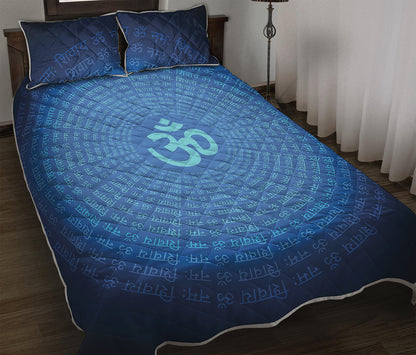 Spiritual Om Sign Print Quilt Bed Set