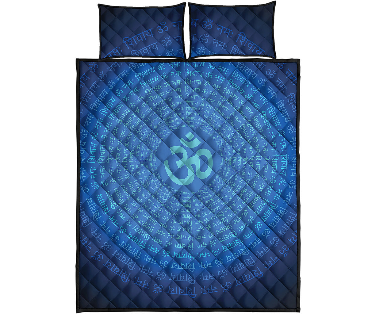 Spiritual Om Sign Print Quilt Bed Set