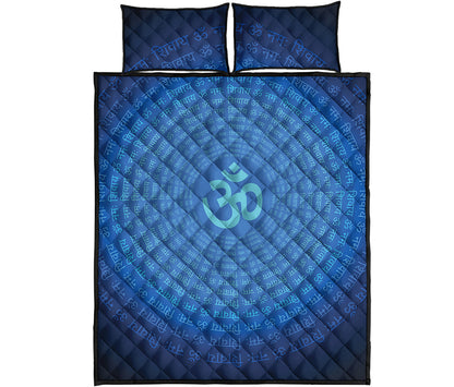 Spiritual Om Sign Print Quilt Bed Set