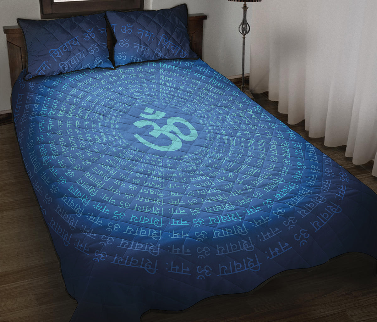 Spiritual Om Sign Print Quilt Bed Set