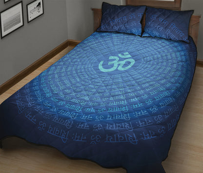 Spiritual Om Sign Print Quilt Bed Set