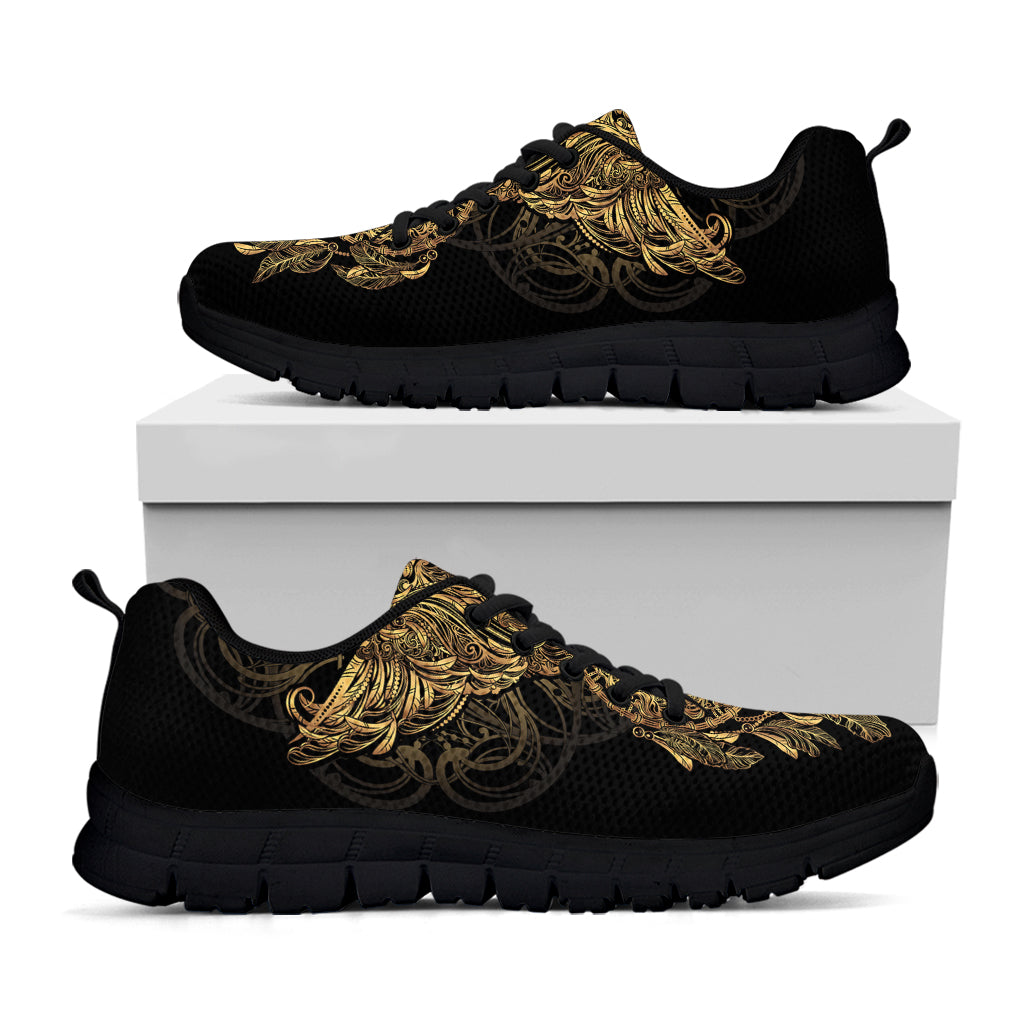 Spiritual Owl With Dreamcatcher Print Black Sneakers