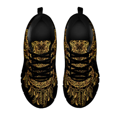 Spiritual Owl With Dreamcatcher Print Black Sneakers