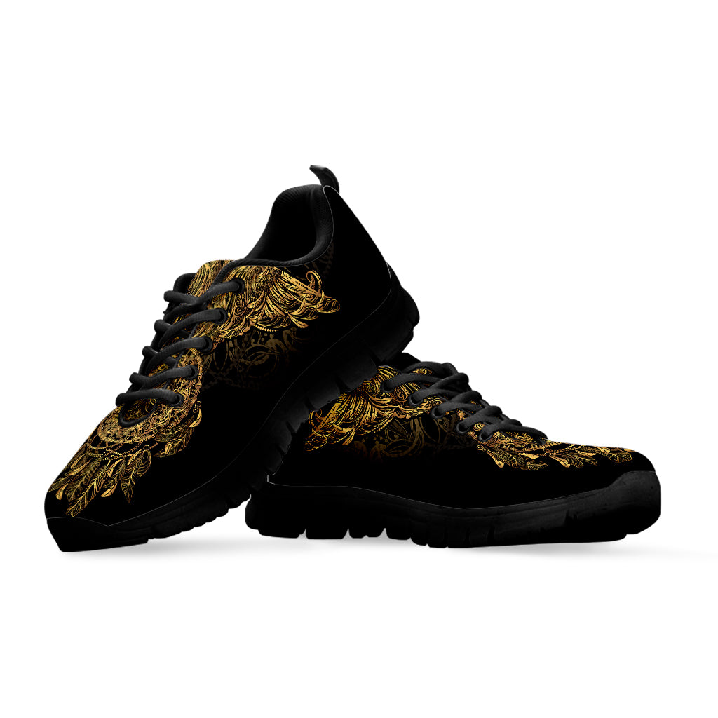Spiritual Owl With Dreamcatcher Print Black Sneakers
