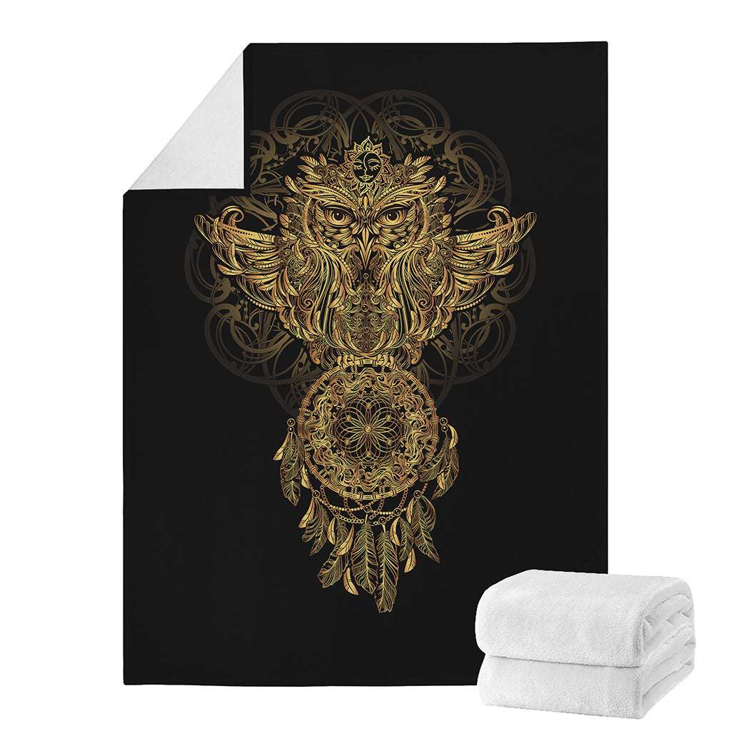 Spiritual Owl With Dreamcatcher Print Blanket