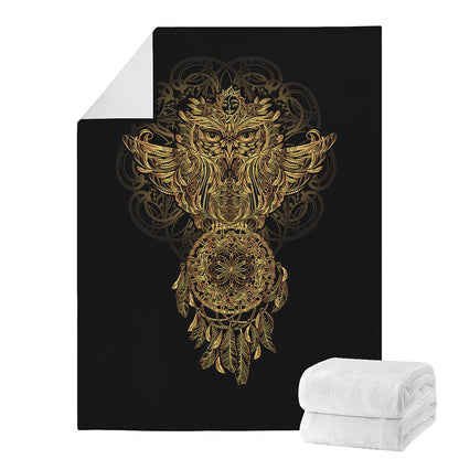 Spiritual Owl With Dreamcatcher Print Blanket