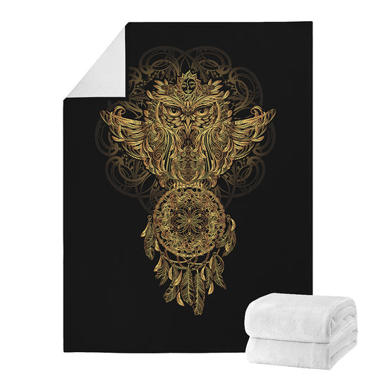 Spiritual Owl With Dreamcatcher Print Blanket