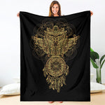 Spiritual Owl With Dreamcatcher Print Blanket