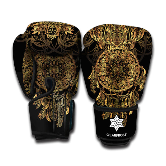 Spiritual Owl With Dreamcatcher Print Boxing Gloves