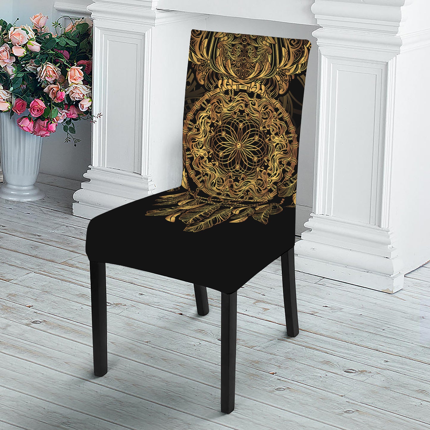 Spiritual Owl With Dreamcatcher Print Dining Chair Slipcover