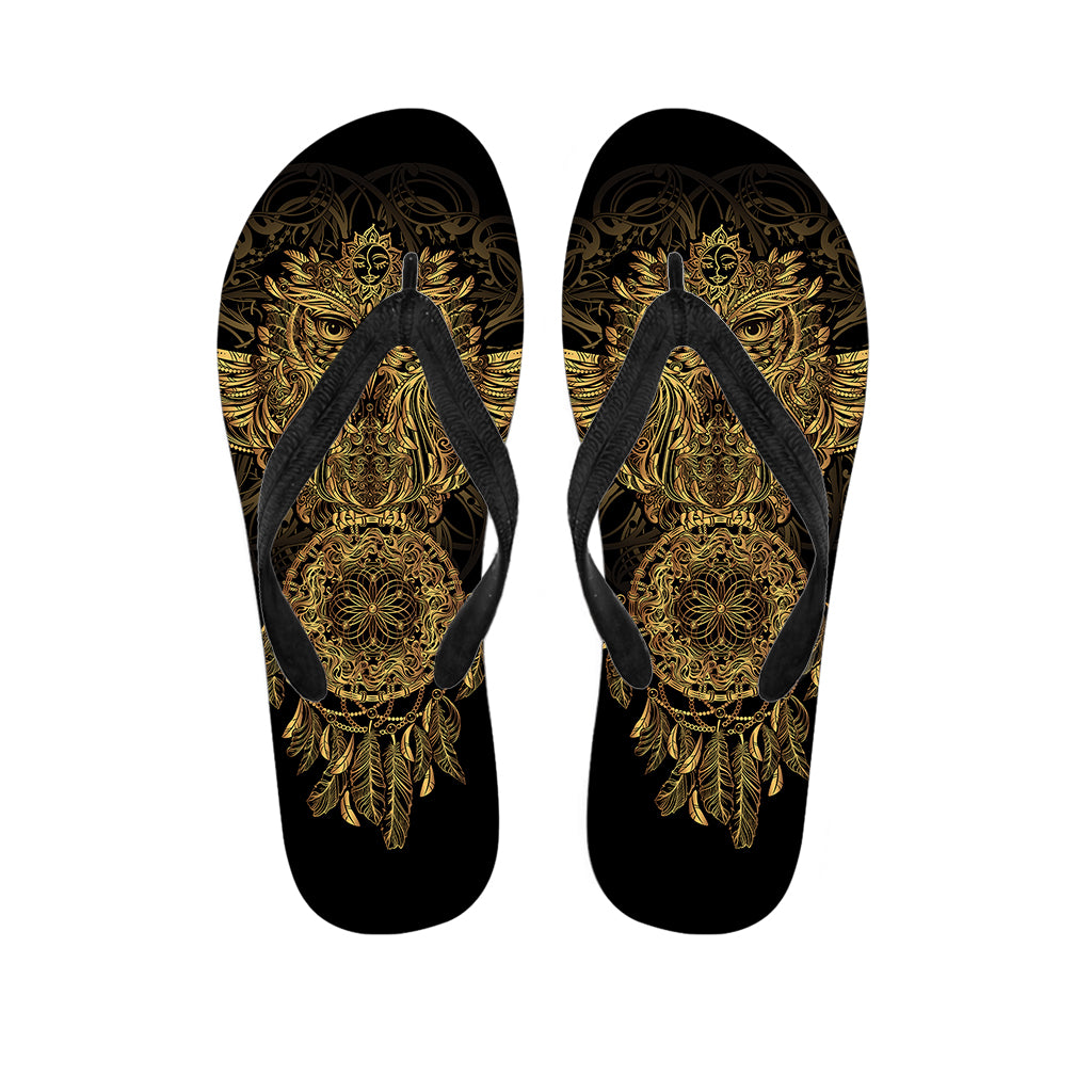 Spiritual Owl With Dreamcatcher Print Flip Flops