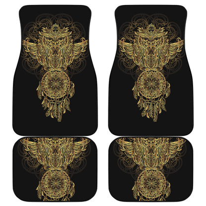 Spiritual Owl With Dreamcatcher Print Front and Back Car Floor Mats