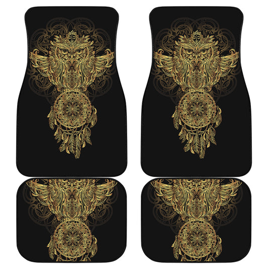 Spiritual Owl With Dreamcatcher Print Front and Back Car Floor Mats