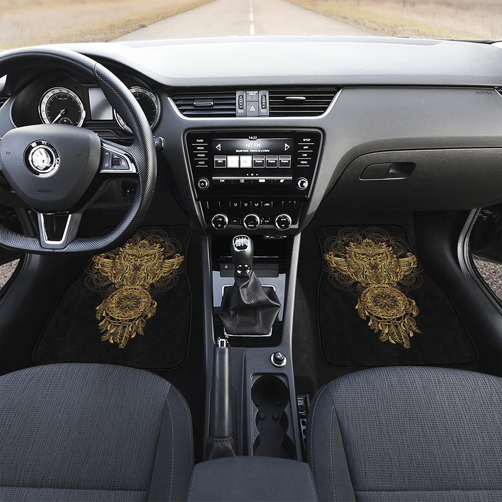 Spiritual Owl With Dreamcatcher Print Front and Back Car Floor Mats