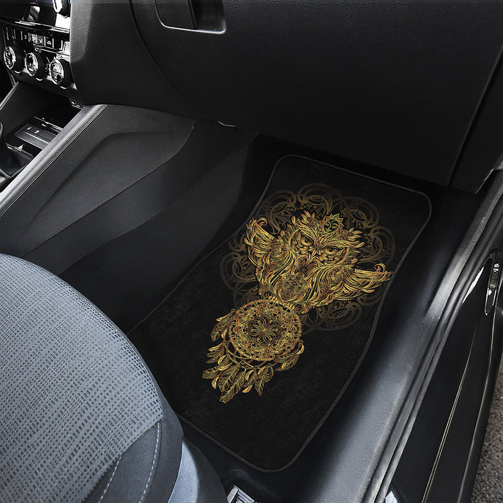 Spiritual Owl With Dreamcatcher Print Front and Back Car Floor Mats