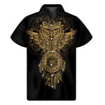 Spiritual Owl With Dreamcatcher Print Men's Short Sleeve Shirt