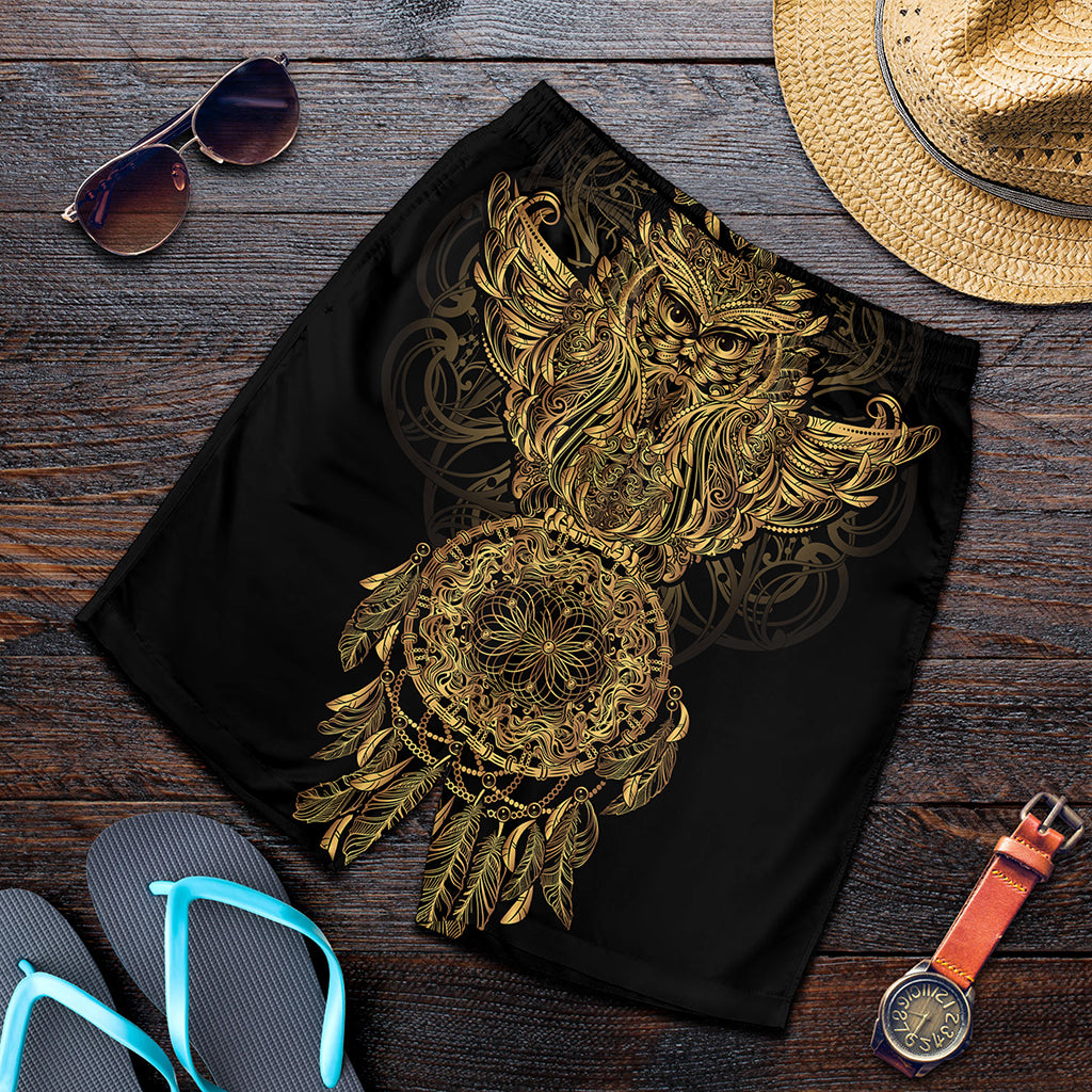 Spiritual Owl With Dreamcatcher Print Men's Shorts