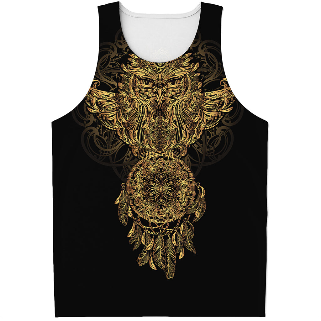 Spiritual Owl With Dreamcatcher Print Men's Tank Top