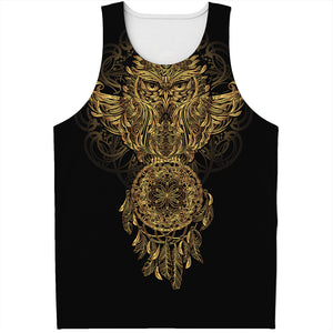 Spiritual Owl With Dreamcatcher Print Men's Tank Top