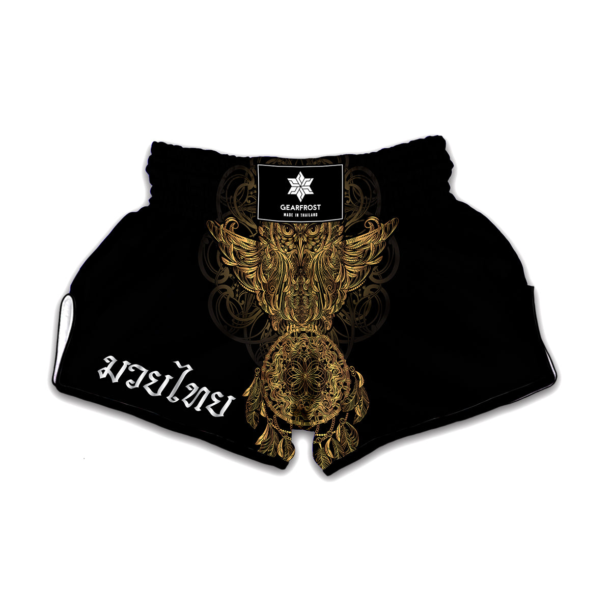 Spiritual Owl With Dreamcatcher Print Muay Thai Boxing Shorts