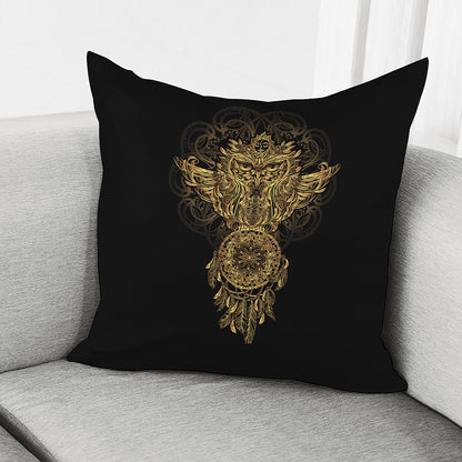 Spiritual Owl With Dreamcatcher Print Pillow Cover