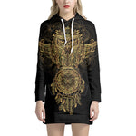 Spiritual Owl With Dreamcatcher Print Pullover Hoodie Dress
