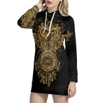 Spiritual Owl With Dreamcatcher Print Pullover Hoodie Dress