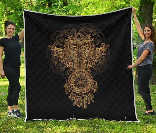 Spiritual Owl With Dreamcatcher Print Quilt