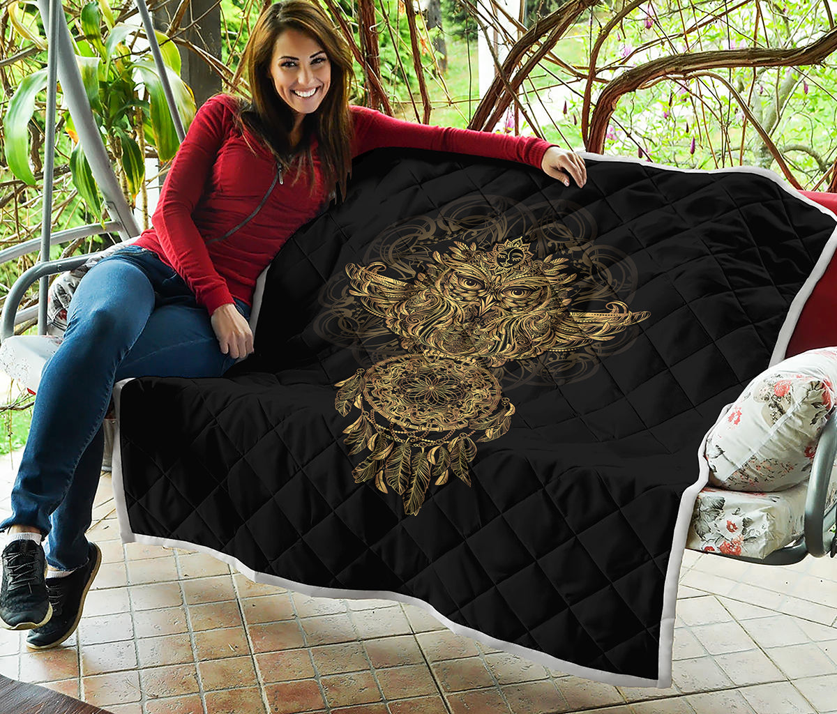 Spiritual Owl With Dreamcatcher Print Quilt