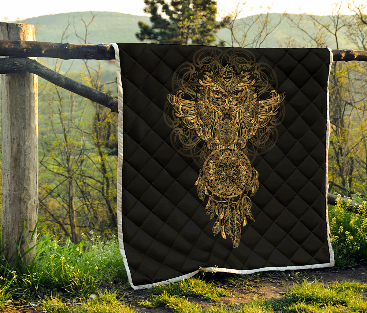 Spiritual Owl With Dreamcatcher Print Quilt