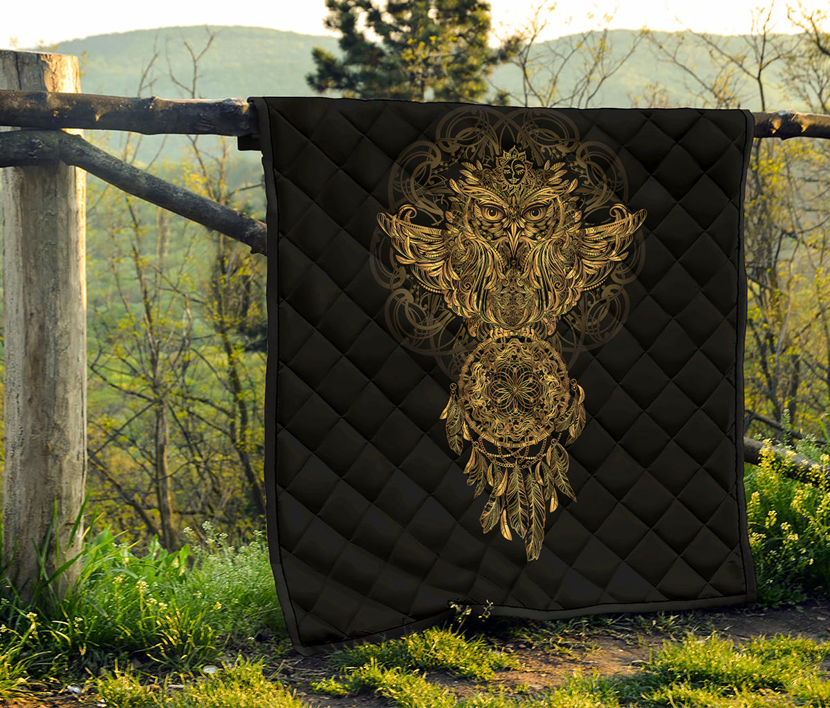 Spiritual Owl With Dreamcatcher Print Quilt