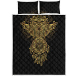 Spiritual Owl With Dreamcatcher Print Quilt Bed Set