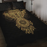 Spiritual Owl With Dreamcatcher Print Quilt Bed Set
