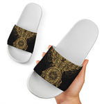 Spiritual Owl With Dreamcatcher Print White Slide Sandals