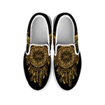 Spiritual Owl With Dreamcatcher Print White Slip On Shoes