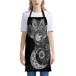 Spiritual Owl With Sun And Moon Print Apron