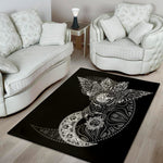 Spiritual Owl With Sun And Moon Print Area Rug