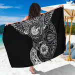 Spiritual Owl With Sun And Moon Print Beach Sarong Wrap
