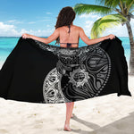 Spiritual Owl With Sun And Moon Print Beach Sarong Wrap