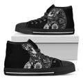 Spiritual Owl With Sun And Moon Print Black High Top Sneakers
