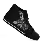 Spiritual Owl With Sun And Moon Print Black High Top Shoes