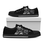 Spiritual Owl With Sun And Moon Print Black Low Top Shoes 