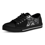 Spiritual Owl With Sun And Moon Print Black Low Top Shoes 