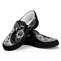 Spiritual Owl With Sun And Moon Print Black Slip On Sneakers