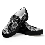 Spiritual Owl With Sun And Moon Print Black Slip On Shoes