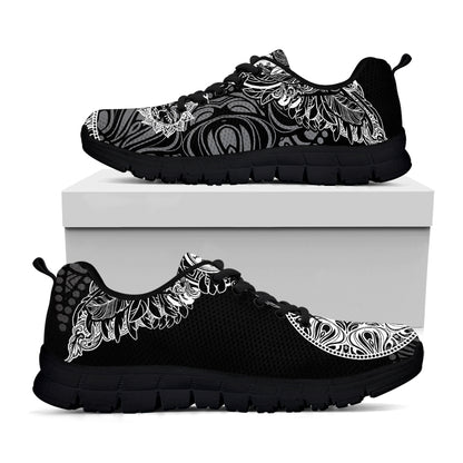 Spiritual Owl With Sun And Moon Print Black Sneakers