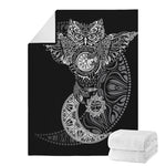 Spiritual Owl With Sun And Moon Print Blanket
