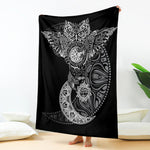 Spiritual Owl With Sun And Moon Print Blanket